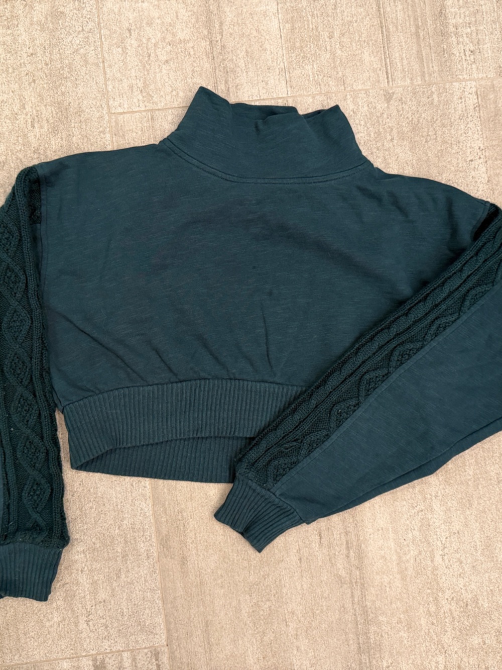 Urban Outfitters Teal Cable-Trim Turtleneck Sweater